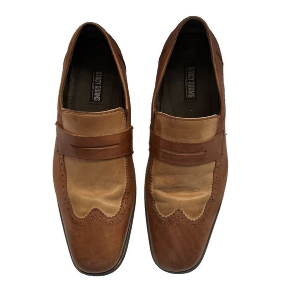Stacy Adams Mens Leather Slip-On Loafers Two-Tone Brown Size 8.5M - Picture 2 of 12